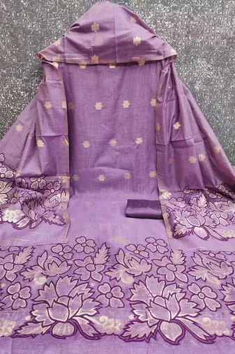 Purple color jacquard silk salwar kameez for ethnic festive looks