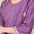 Purple floral embroidered thread work round neck straight kurta