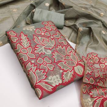 Grey color jacquard silk salwar kameez for ethnic festive looks 3