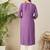 Purple floral embroidered thread work round neck straight kurta