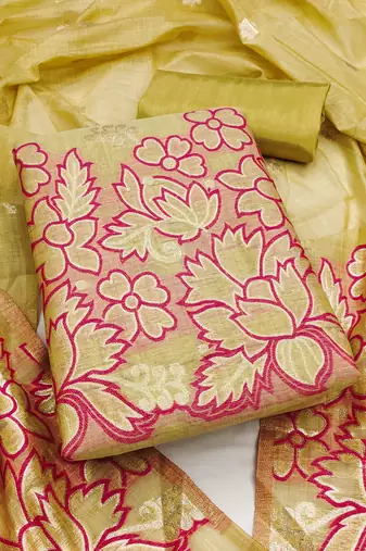 Mustard color jacquard silk salwar kameez for ethnic festive looks