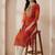 Red women leheriya printed mirror work georgette kurta