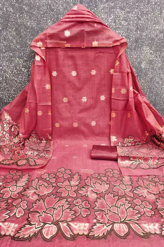 Pink color jacquard silk salwar kameez for ethnic festive looks