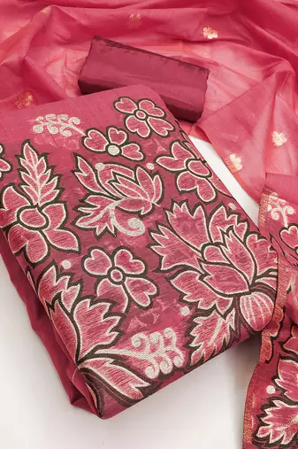 Pink color jacquard silk salwar kameez for ethnic festive looks