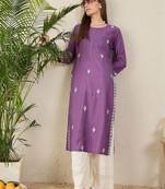 Purple women ethnic motifs embroidered sequinned kurta
