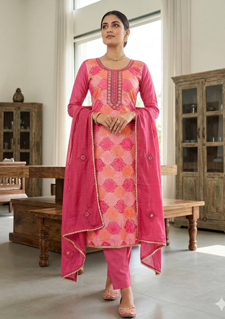 Pink color smart and beautiful partywear salwar kameez