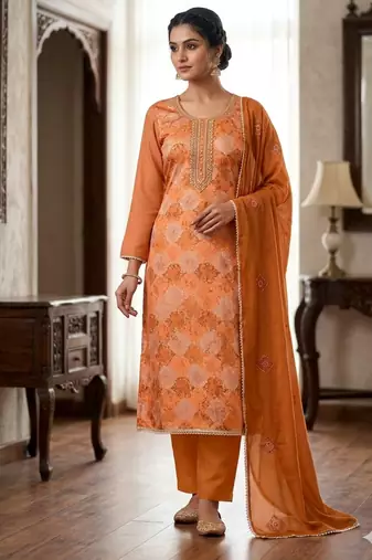 Rust color smart and beautiful partywear salwar kameez