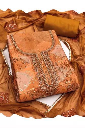 Rust color smart and beautiful partywear salwar kameez