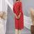 Red women leheriya printed mirror work kurta