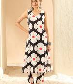 Black women floral printed regular pure cotton kurta with trousers