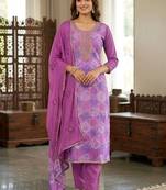 Purple color smart and beautiful partywear salwar kameez