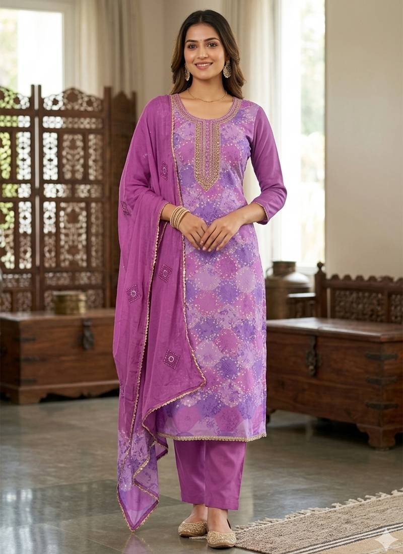 Purple color smart and beautiful partywear salwar kameez