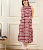 Red geometric printed  a-line kurta