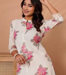 Off white women floral printed indie florals kurta