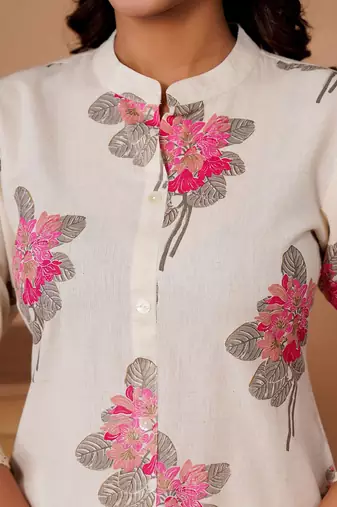 Off white women floral printed indie florals kurta