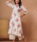 Off white women floral printed indie florals kurta