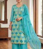 Sea green color smart and beautiful partywear salwar kameez