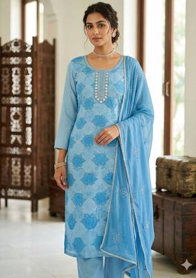 Sky blue color smart and beautiful partywear salwar kameez 1
