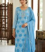 Sky blue color smart and beautiful partywear salwar kameez