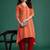 Orange women leheriya printed pure cotton kurta