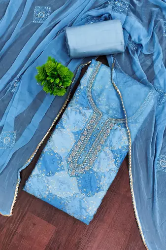 Sky blue color smart and beautiful partywear salwar kameez