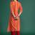 Orange women leheriya printed pure cotton kurta
