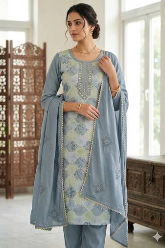 Grey color smart and beautiful partywear salwar kameez