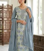 Grey color smart and beautiful partywear salwar kameez