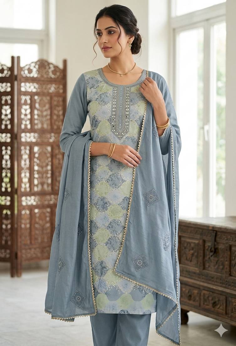 Grey color smart and beautiful partywear salwar kameez
