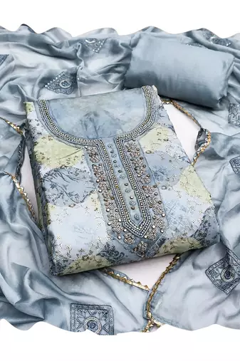 Grey color smart and beautiful partywear salwar kameez