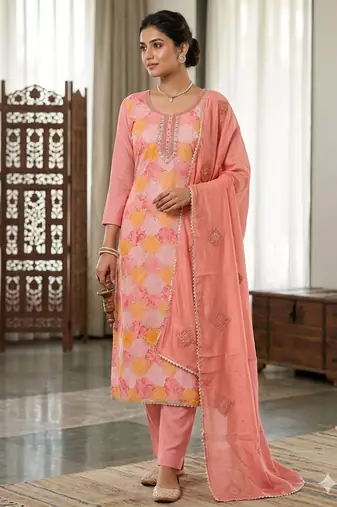 Peach color smart and beautiful partywear salwar kameez