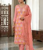 Peach color smart and beautiful partywear salwar kameez