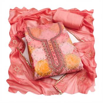 Peach color smart and beautiful partywear salwar kameez 2