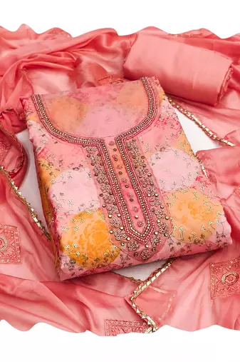 Peach color smart and beautiful partywear salwar kameez