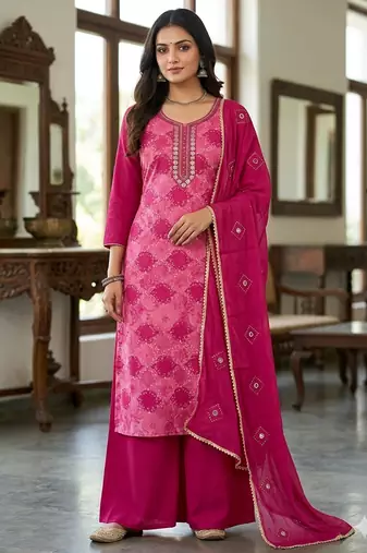 Magenta color smart and beautiful partywear salwar kameez