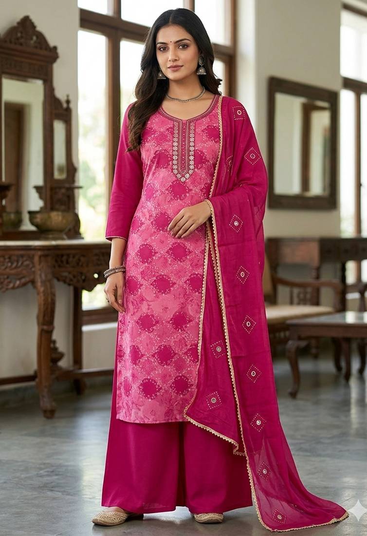 Magenta color smart and beautiful partywear salwar kameez