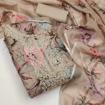 Grey color smart mul cotton fabric designer printed suit for girls 2