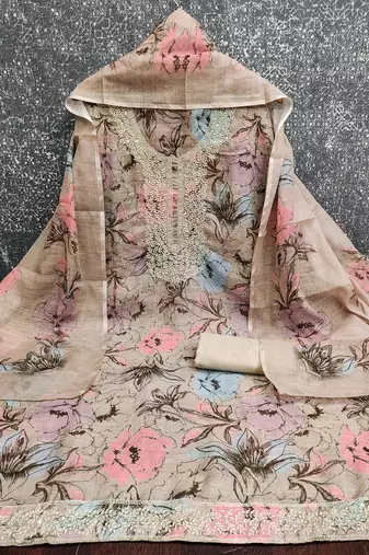 Grey color smart mul cotton fabric designer printed suit for girls
