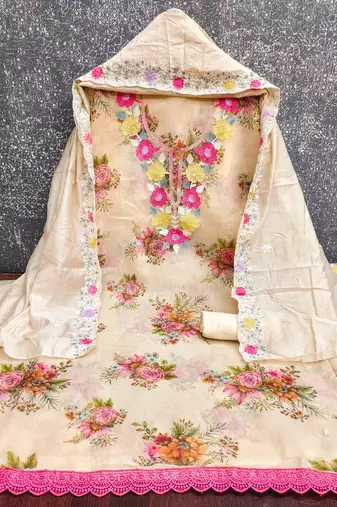 Cream color smart beautiful ethnic salwar kameez for ceremonial looks