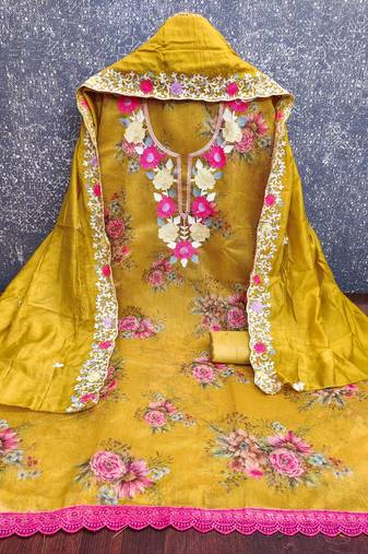 Mustard color smart beautiful ethnic salwar kameez for ceremonial looks