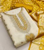 Off white color smart and sophisticated rich party looks simmer jacquard suit