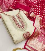 Off white color smart and sophisticated rich party looks simmer jacquard suit
