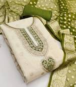 Off white color smart and sophisticated rich party looks simmer jacquard suit