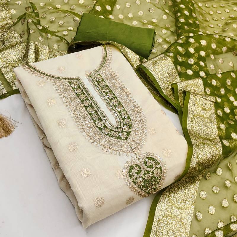 Off white color smart and sophisticated rich party looks simmer jacquard suit