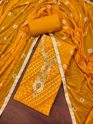 Yellow color smart and designer jam cotton salwar kameez 4