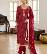 Red color smart and designer jam cotton salwar kameez