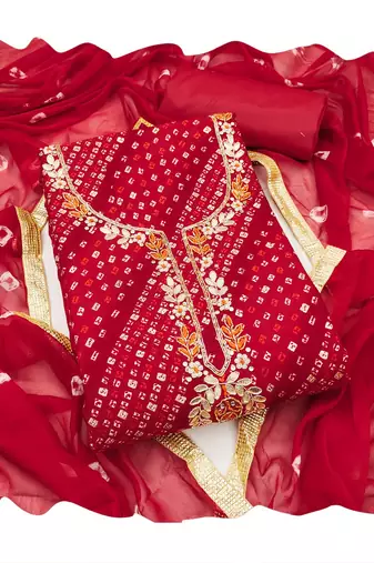 Red color smart and designer jam cotton salwar kameez