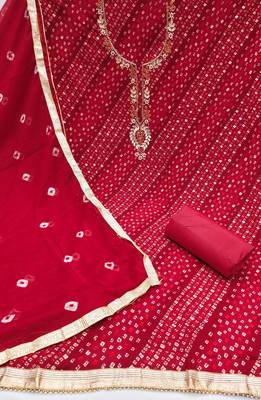 Red color smart and designer jam cotton salwar kameez 3