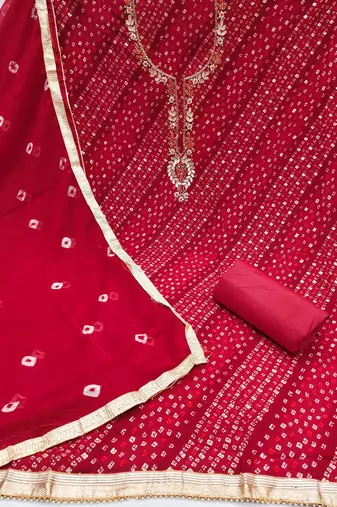 Red color smart and designer jam cotton salwar kameez