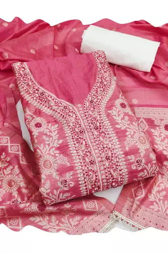 Pink color smart and ethnic bnarasi cotton salwar kameez